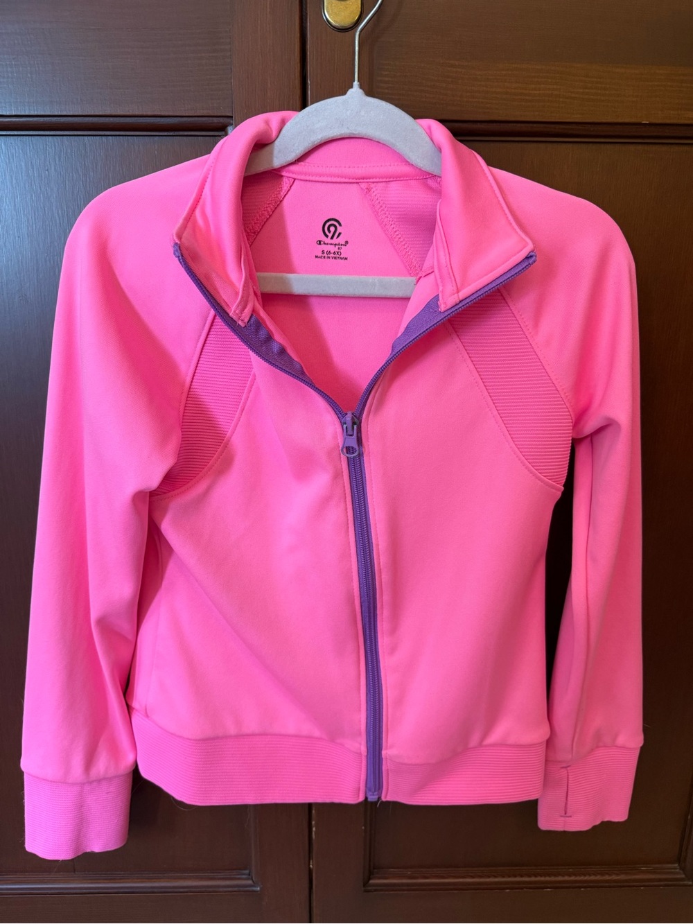 Champion Girls Pink Athletic Jacket with Purple Accents